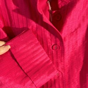 NEW! Chico’s raspberry pink colored pin tucked jacket “Rippled Luxe Lolyta”